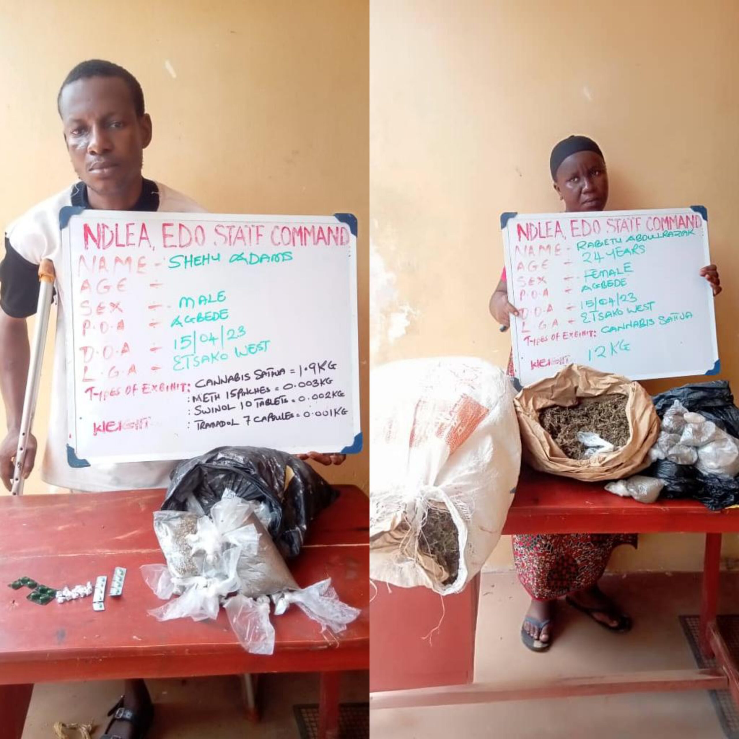 Illicit Drugs: NDLEA arrests pregnant woman, cripple in Edo, female undergraduate in Ogun